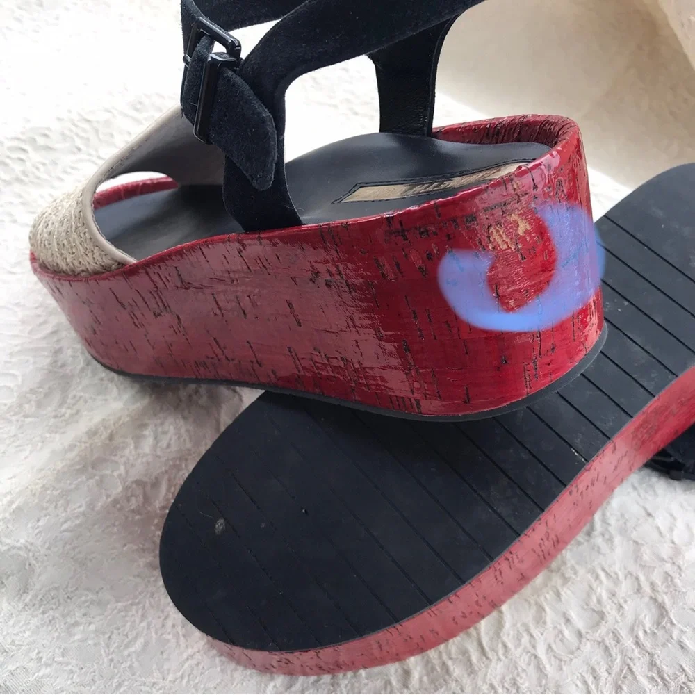 Kenneth Cole Danton platform shoes red/black straps size 9M - Picture 9 of 16